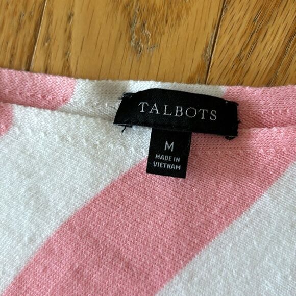 TALBOTS SLEEVELESS RIBBED STRIPE SWEATER PINK SIZE medium - Picture 5 of 6